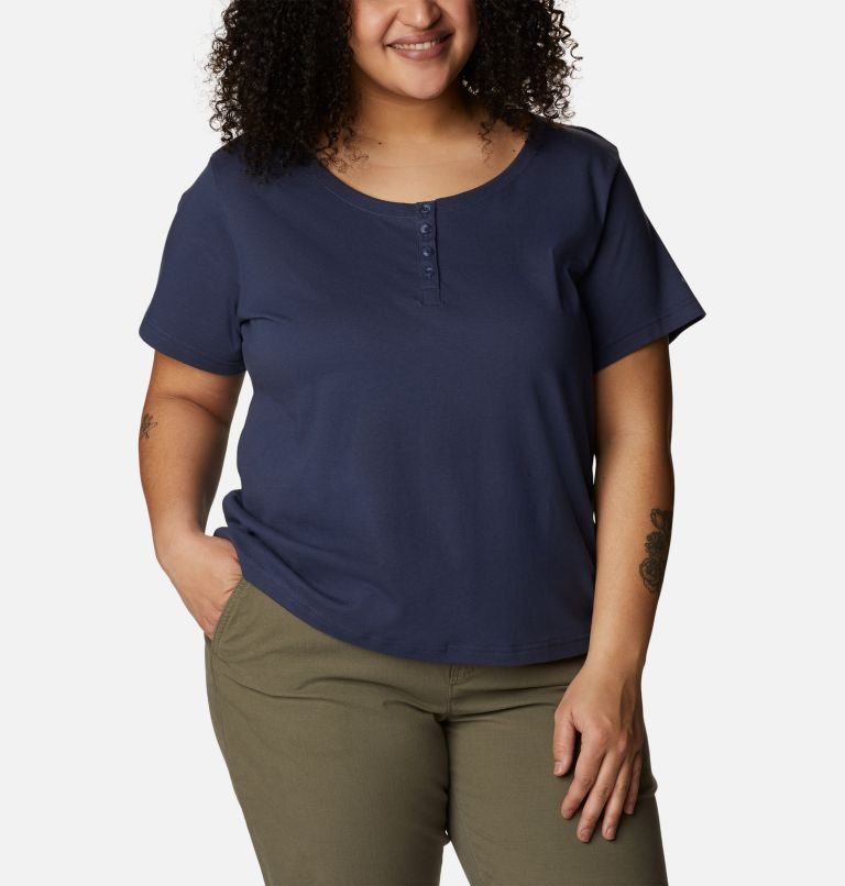 Tricouri Columbia Sapphire Point Henley Dama Bleumarin | Plus Size SFSA897Q0